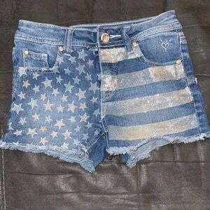 Blue Denim Star and Stripe Women's Shorts